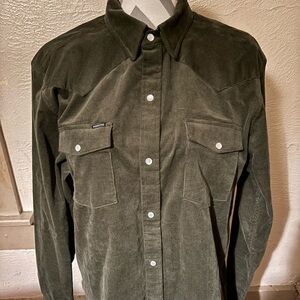 Poncho Men’s Green Corduroy Button-Up Shirt